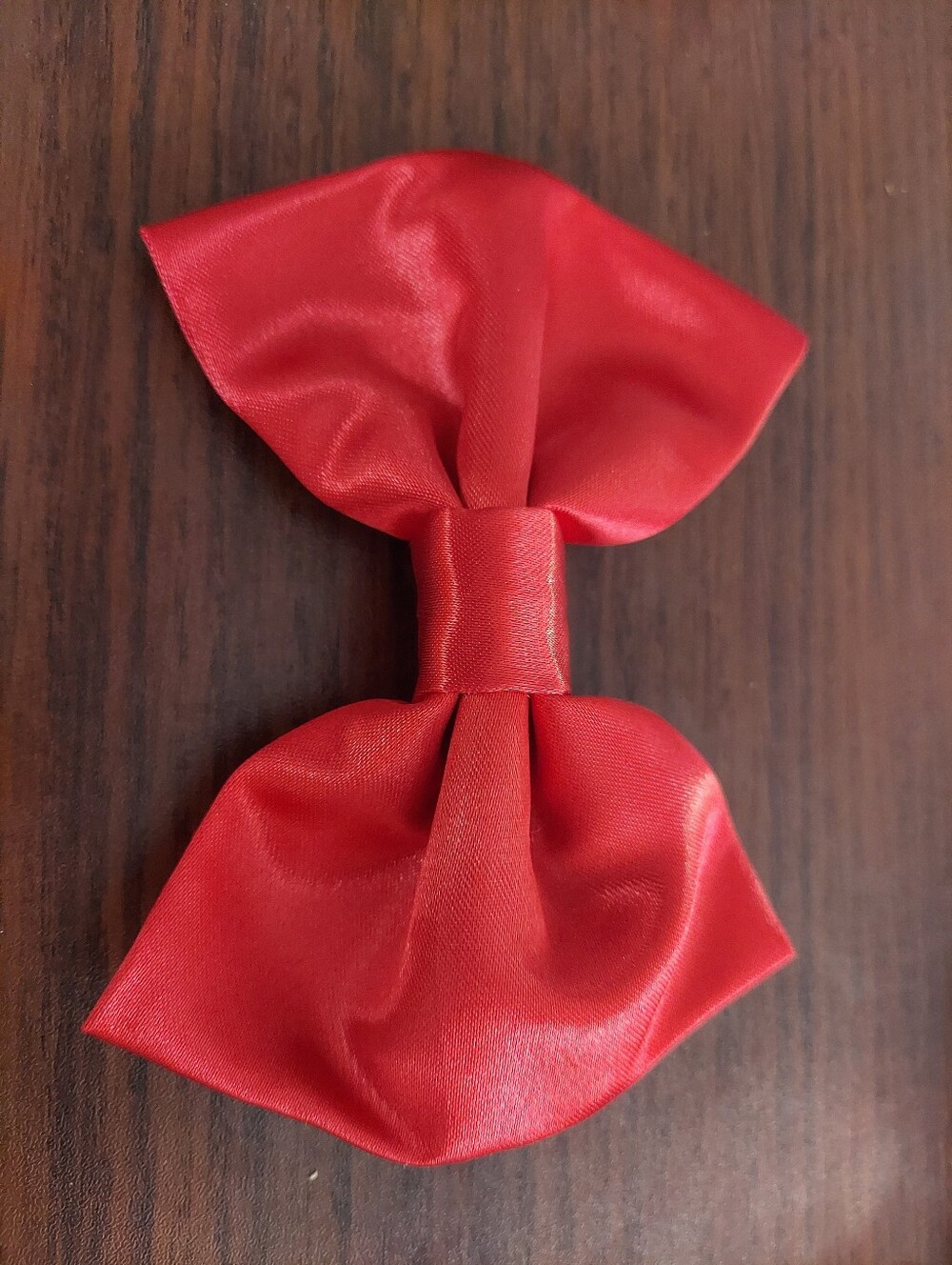 Red Satin Bow Hair Clip 5in